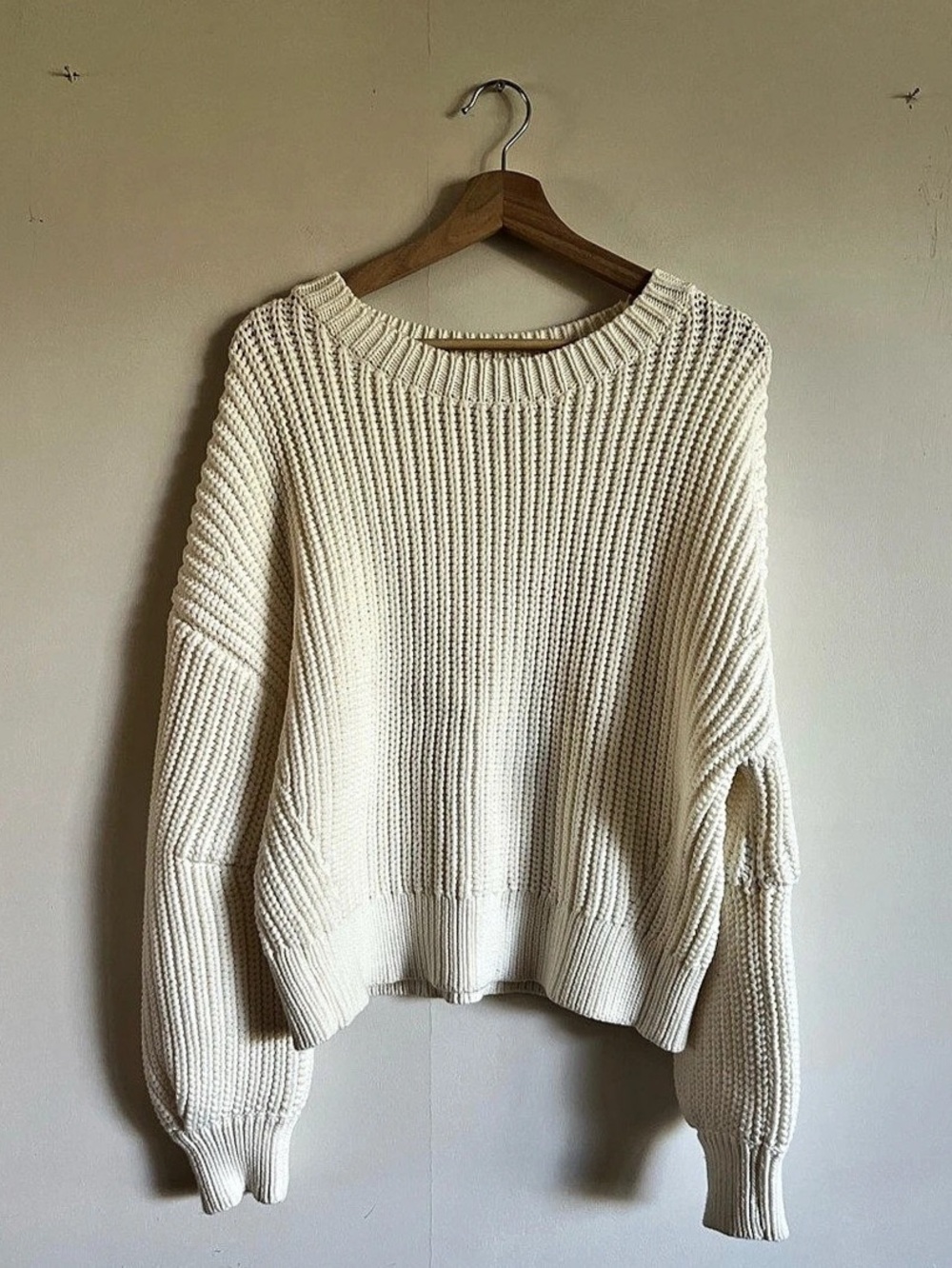 Banana Republic Factory Chunky Cotton Sweater Cream L